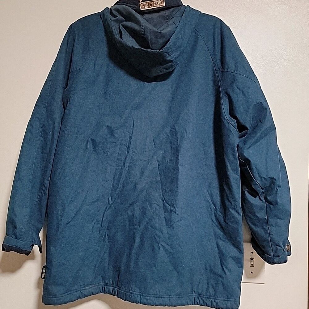 Vintage Pacific Trail Mens Sz L Navy Fleece Lined Hidden Hood Jacket Coat - Picture 3 of 7
